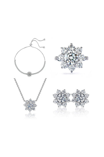 Conjunto de joyas de 4 piezas con purpurina plateada